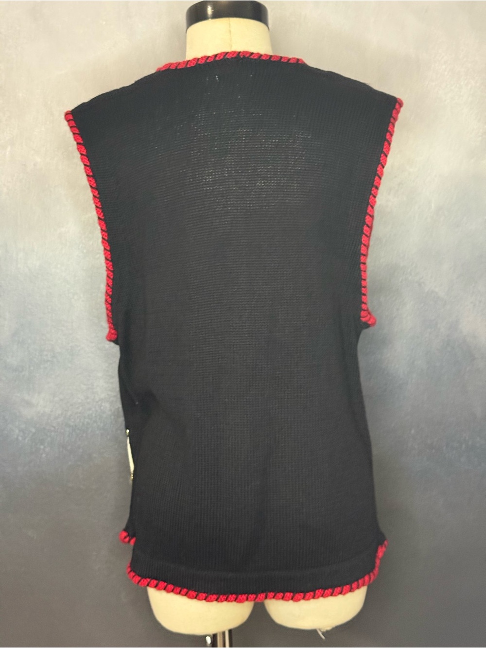 Victoria Jones Christmas Sweater Vest Black Embellished Candles & Bows Women's M - Picture 8 of 11